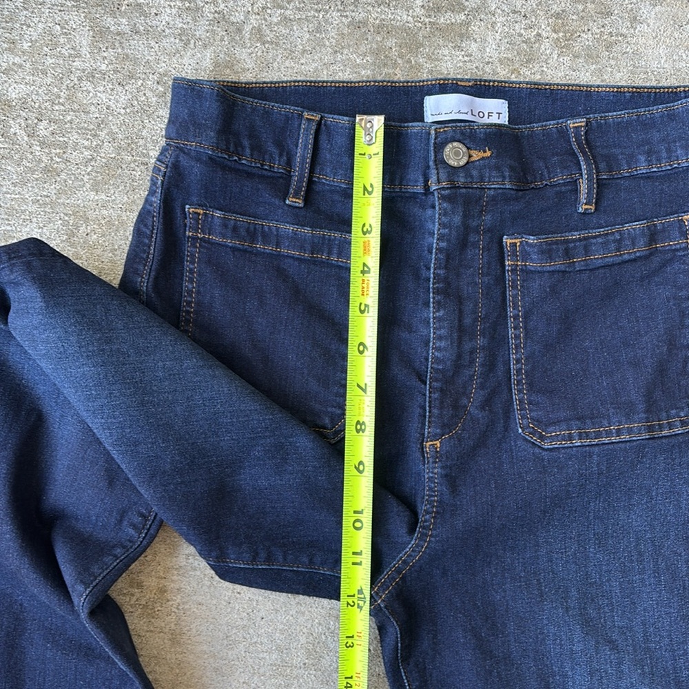 Ann Taylor Loft Dark Blue Slim Flare Jeans - Picture 11 of 15